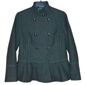 BANANA REPUBLIC Italian Wool Green Peplum Coat S
